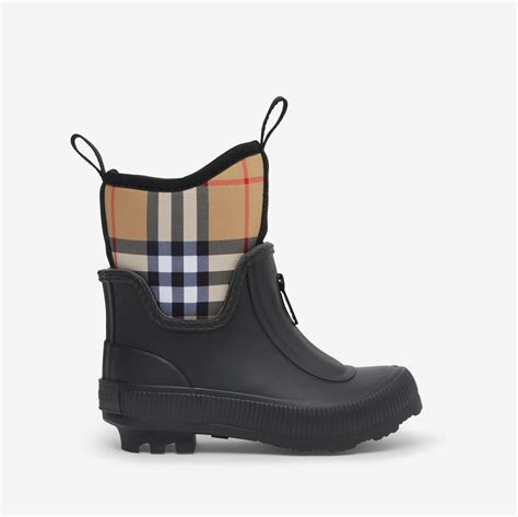 burberry vintage check & rubber rain boot|burberry vintage check chelsea boots.